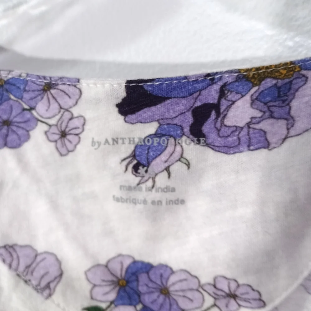 Anthropologie V-Neck Ruched Knit Top in Purple Floral Size XS - Picture 5 of 7
